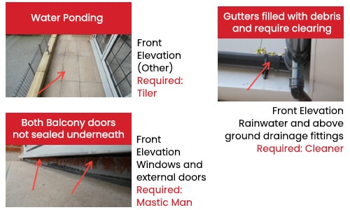 new build snags examples